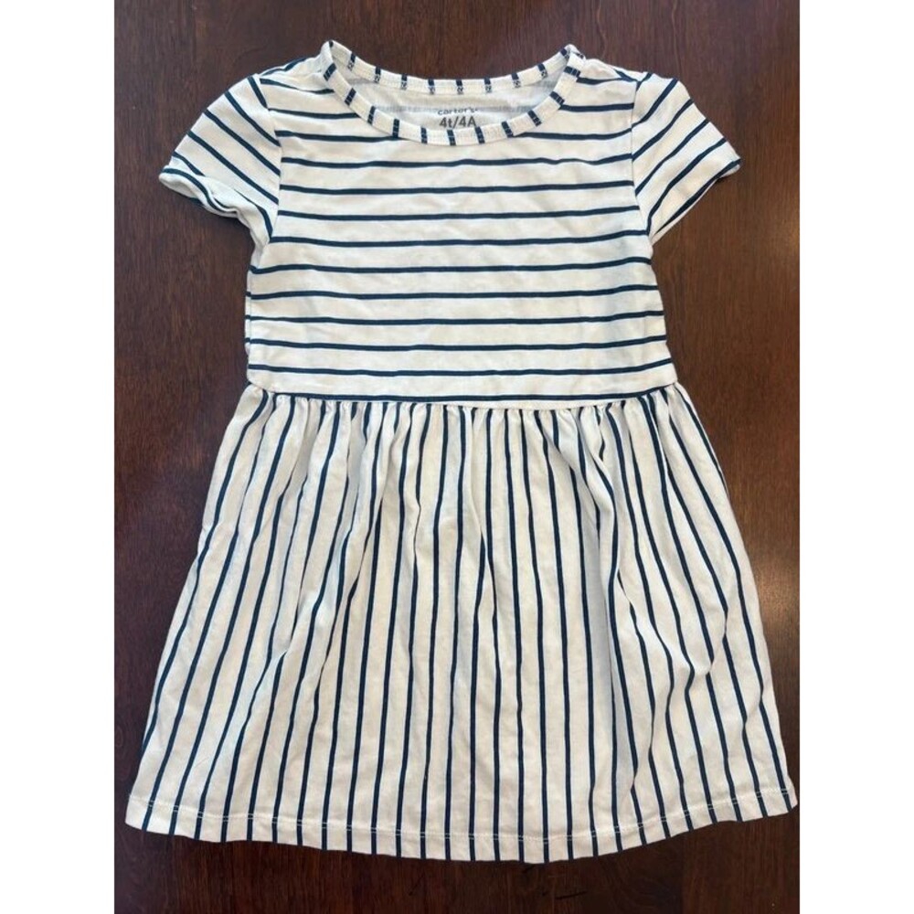 Carter’s Girls 4T Nautical Striped Dress Cotton Navy White